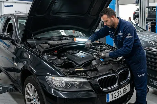Mecánico trabajando en el motor de un vehículo